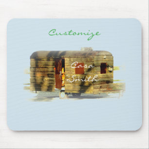 Weathered wood travel trailer Thunder_Cove Mouse Mat