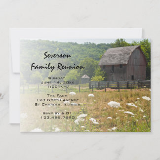 Weathered Wooden Barn Ranch Family Reunion Invite