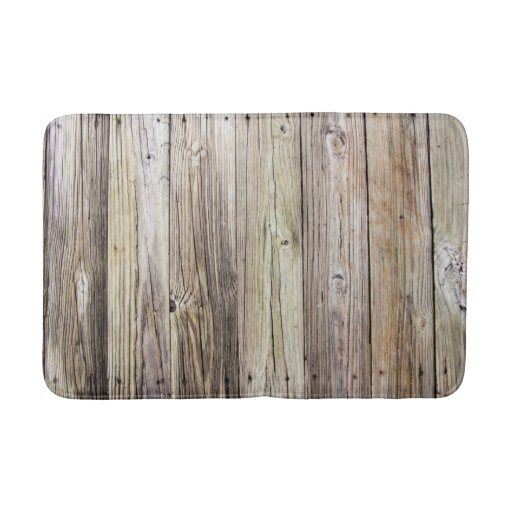 Image of Weathered Wooden Boards with Rustic Patina Bath Mat