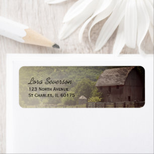 Weathered Wooden Country Barn Return Address