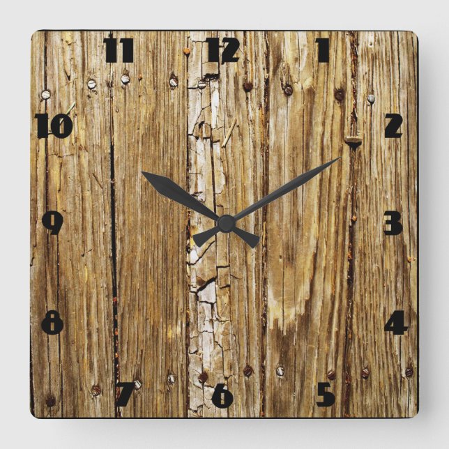 Weathered Wooden Deck Wall Clock (Front)