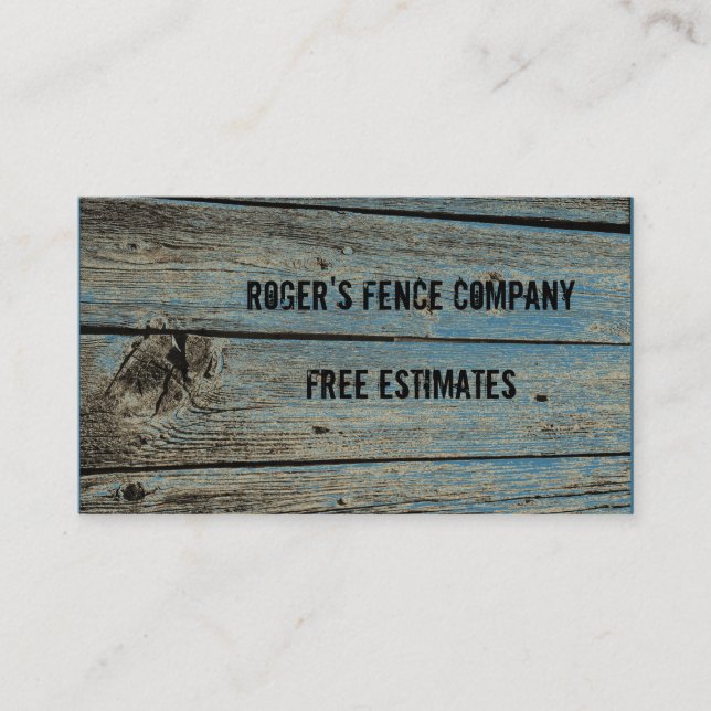 Weathered Wooden Fence Pickets with Nails & Knots Business Card (Front)