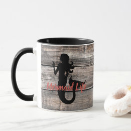 weathered WOODEN PLANKS with mermaid life | Mug