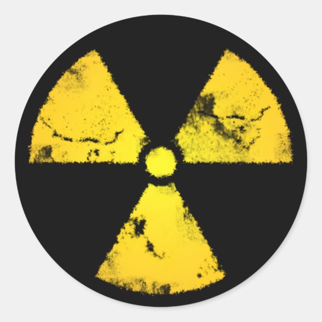 Weathered Yellow Radiation Symbol Sticker (Front)