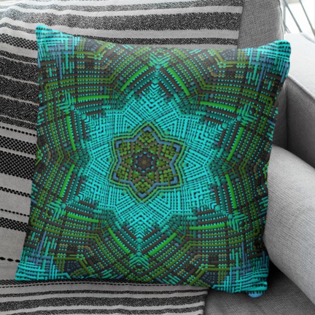 Weave Mandala Blue and Green Cushion (Creator Uploaded)