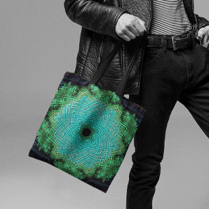 Weave Mandala Blue and Green Tote Bag