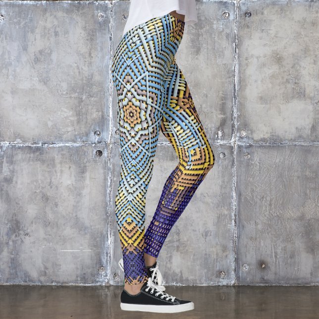 Weave Mandala Blue and Yellow Leggings (Creator Uploaded)