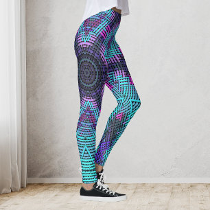 Weave Mandala Blue Pink and Purple Leggings