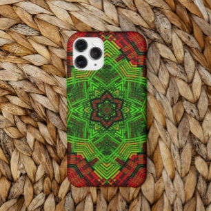 Weave Mandala Flower Red and Green iPhone 11 Case