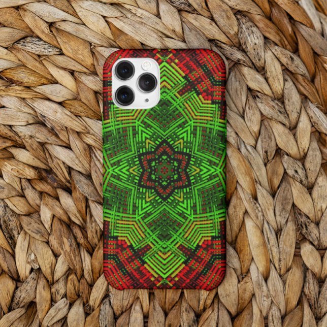 Weave Mandala Flower Red and Green Case-Mate iPhone Case (Creator Uploaded)
