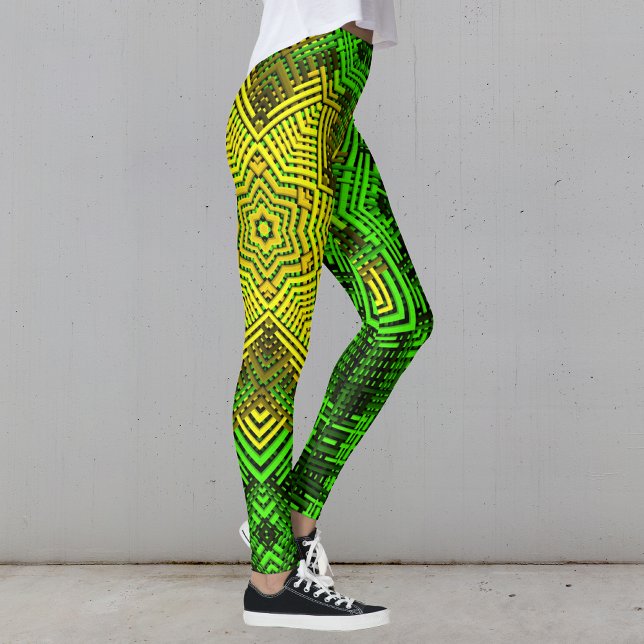 Weave Mandala Green and Yellow Leggings (Creator Uploaded)
