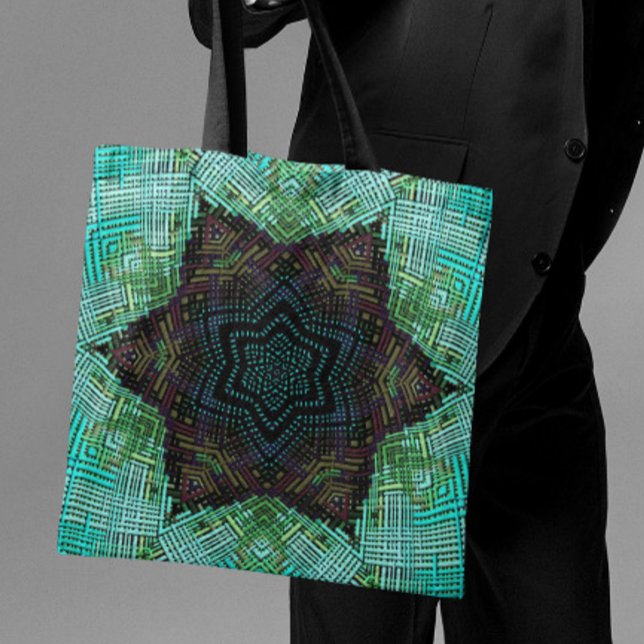 Weave Mandala Green Blue and Purple Tote Bag (Creator Uploaded)