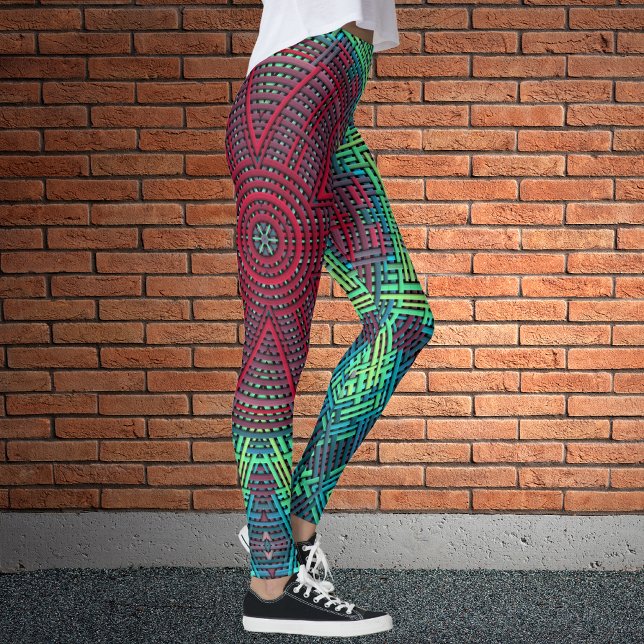 Weave Mandala Green Blue and Red Leggings (Creator Uploaded)