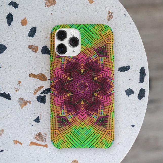 Weave Mandala Green Orange and Pink Case-Mate iPhone Case (Creator Uploaded)