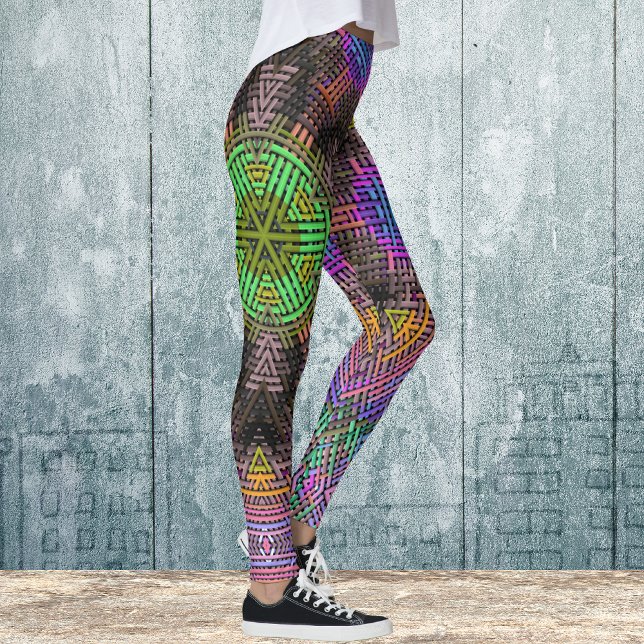 Weave Mandala Green Pink and Blue Leggings (Creator Uploaded)