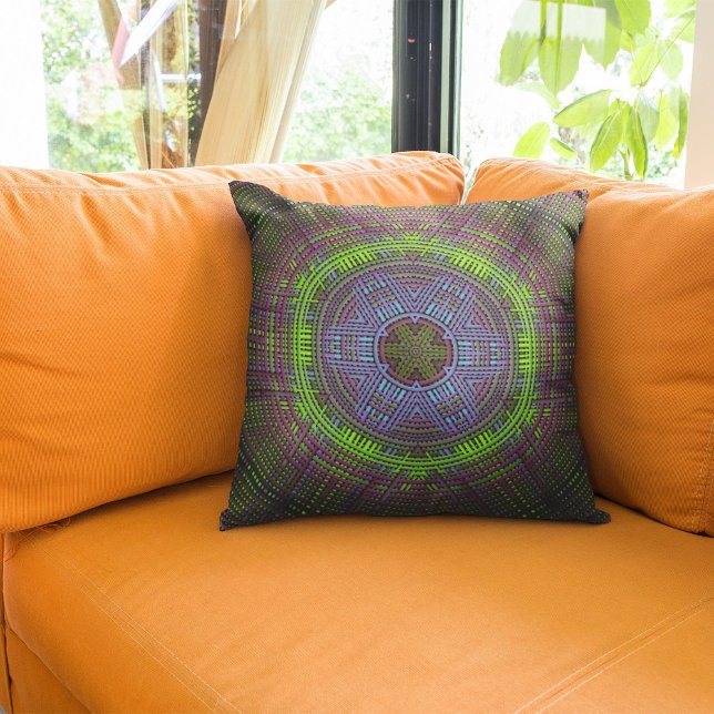 Weave Mandala Green Purple and Blue Cushion (Creator Uploaded)