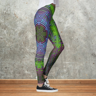 Weave Mandala Green Purple and Blue Leggings