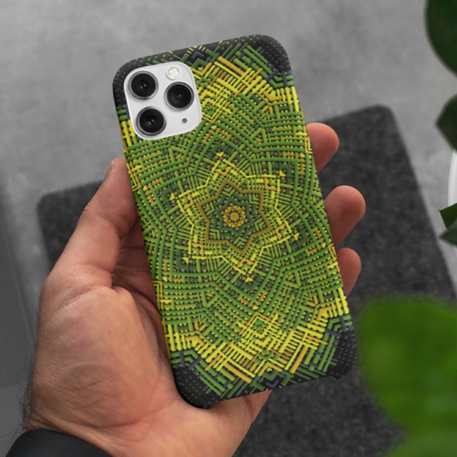 Weave Mandala Green Yellow and Black Case-Mate iPhone Case (Creator Uploaded)