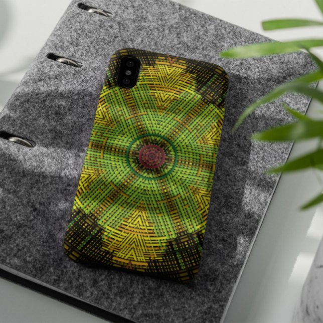 Weave Mandala Green Yellow and Red Case-Mate iPhone Case (Creator Uploaded)