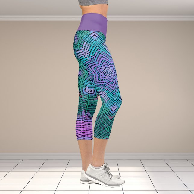 Weave Mandala Pink and Blue Capri Leggings (Creator Uploaded)