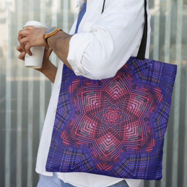 Weave Mandala Pink and Blue Tote Bag (Creator Uploaded)