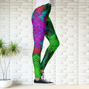 Weave Mandala Pink Blue and Green Leggings