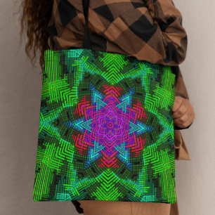 Weave Mandala Pink Blue and Green Tote Bag