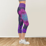 Weave Mandala Pink Purple and Blue Capri Leggings<br><div class="desc">This funky mandala features pink and blue in a basket weave style. Psychedelic visuals for the modern hippie or anyone who loves groovy colours.</div>