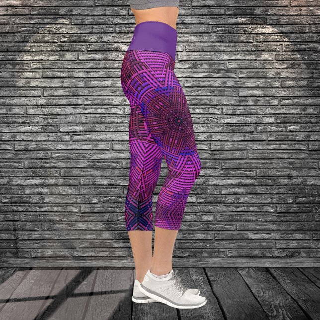 Weave Mandala Pink Purple and Blue Capri Leggings (Creator Uploaded)
