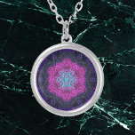 Weave Mandala Pink Purple and Blue Silver Plated Necklace<br><div class="desc">This funky mandala features pink and blue in a basket weave style. Psychedelic visuals for the modern hippie or anyone who loves groovy colours.</div>