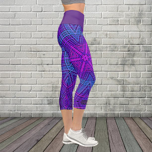 Weave Mandala Purple Pink and Blue Capri Leggings