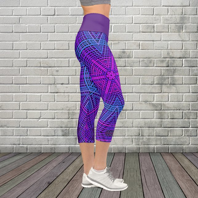 Weave Mandala Purple Pink and Blue Capri Leggings (Creator Uploaded)