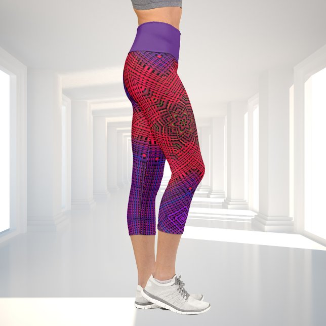 Weave Mandala Red and Purple Capri Leggings (Creator Uploaded)