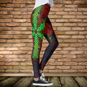 Weave Mandala Red Green and Blue Leggings