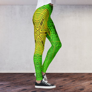 Weave Mandala Yellow and Green Leggings