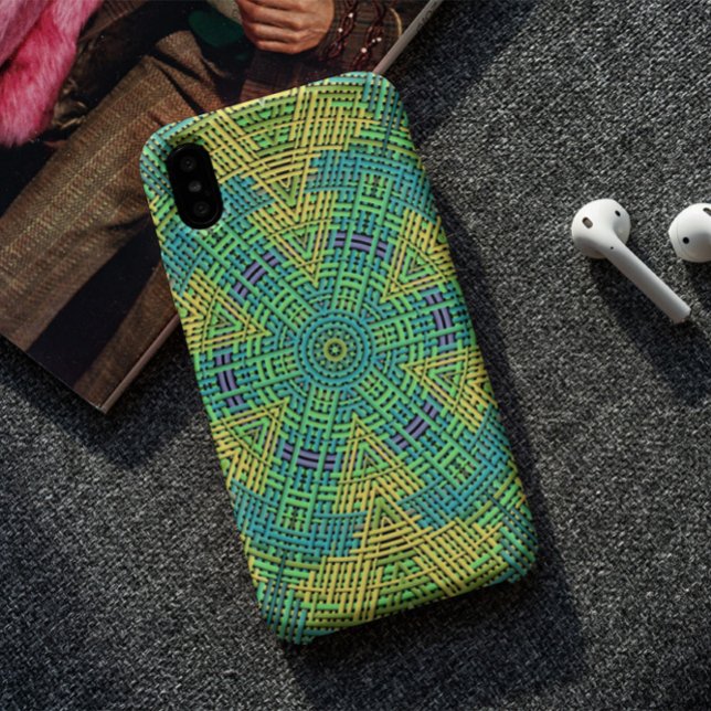 Weave Mandala Yellow Green and Blue Case-Mate iPhone Case (Creator Uploaded)
