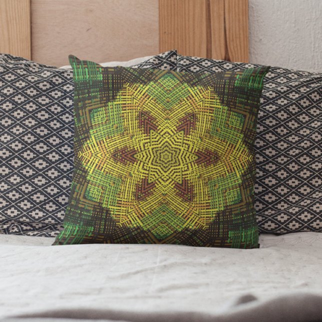 Weave Mandala Yellow Green and Orange Cushion (Creator Uploaded)