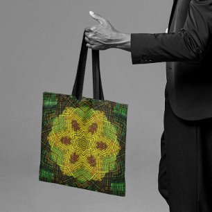 Weave Mandala Yellow Green and Orange Tote Bag