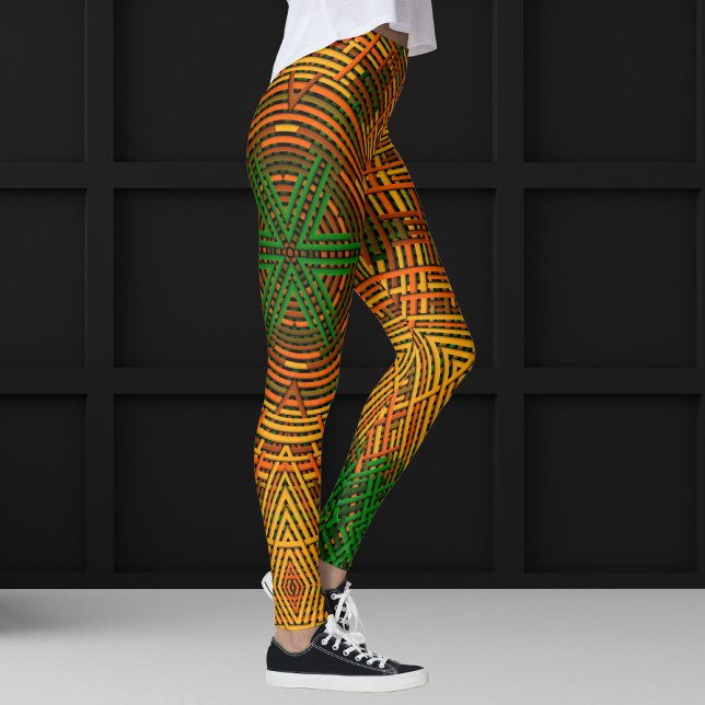 Weave Mandala Yellow Orange and Green Leggings (Creator Uploaded)