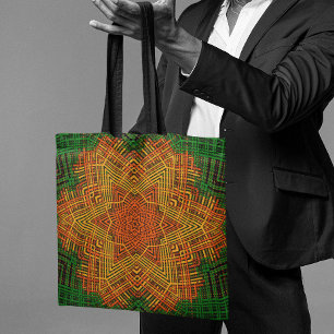 Weave Mandala Yellow Orange and Green Tote Bag