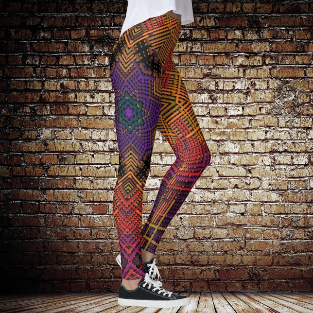 Weave Mandala Yellow Orange and Purple Leggings (Creator Uploaded)