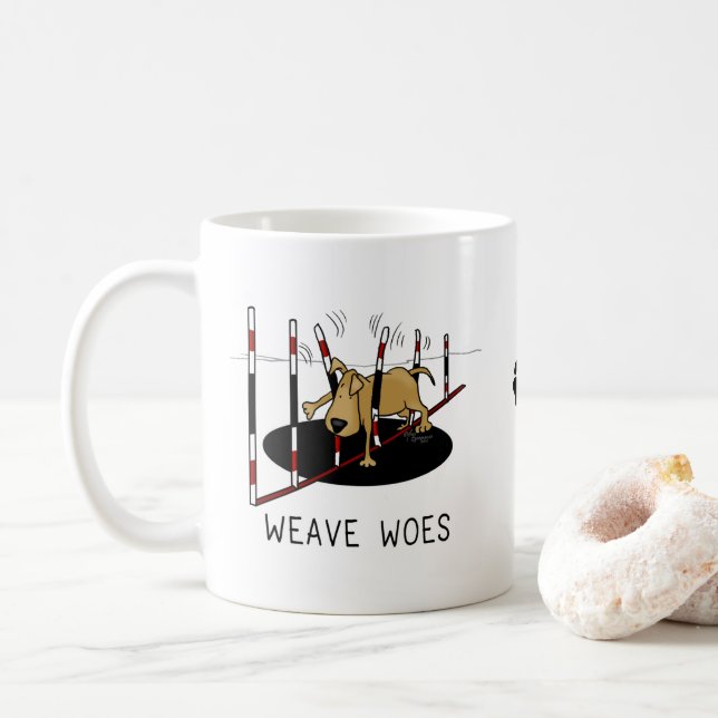Weave Woes - agility funny stuck dog oops Coffee Mug (With Donut)