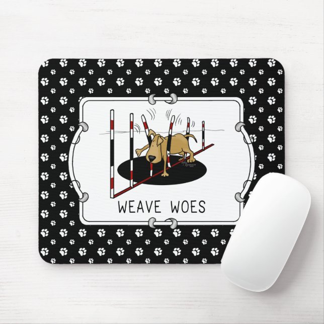 Weave Woes - agility funny stuck dog oops Mouse Mat (With Mouse)