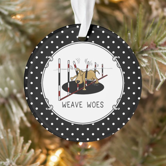 Weave Woes - agility funny stuck dog oops Ornament (Tree)