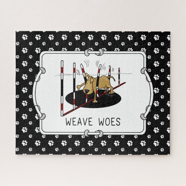 Weave Woes - funny dog agility Jigsaw Puzzle (Horizontal)