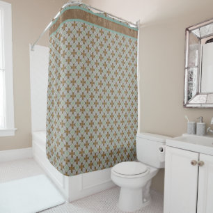 Weaved Diamond Tiles Pattern Shower Curtain