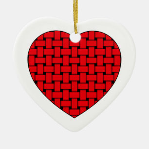 Weaved Red Heart Ceramic Tree Decoration