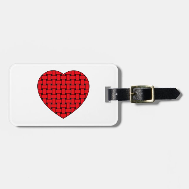Weaved Red Heart Luggage Tag (Front Horizontal)