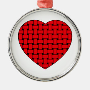 Weaved Red Heart Metal Tree Decoration