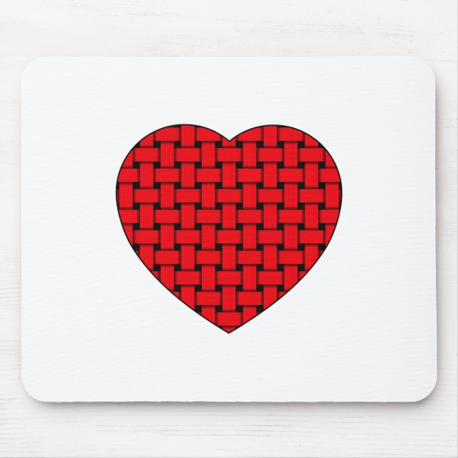 Weaved Red Heart Mouse Mat (Front)
